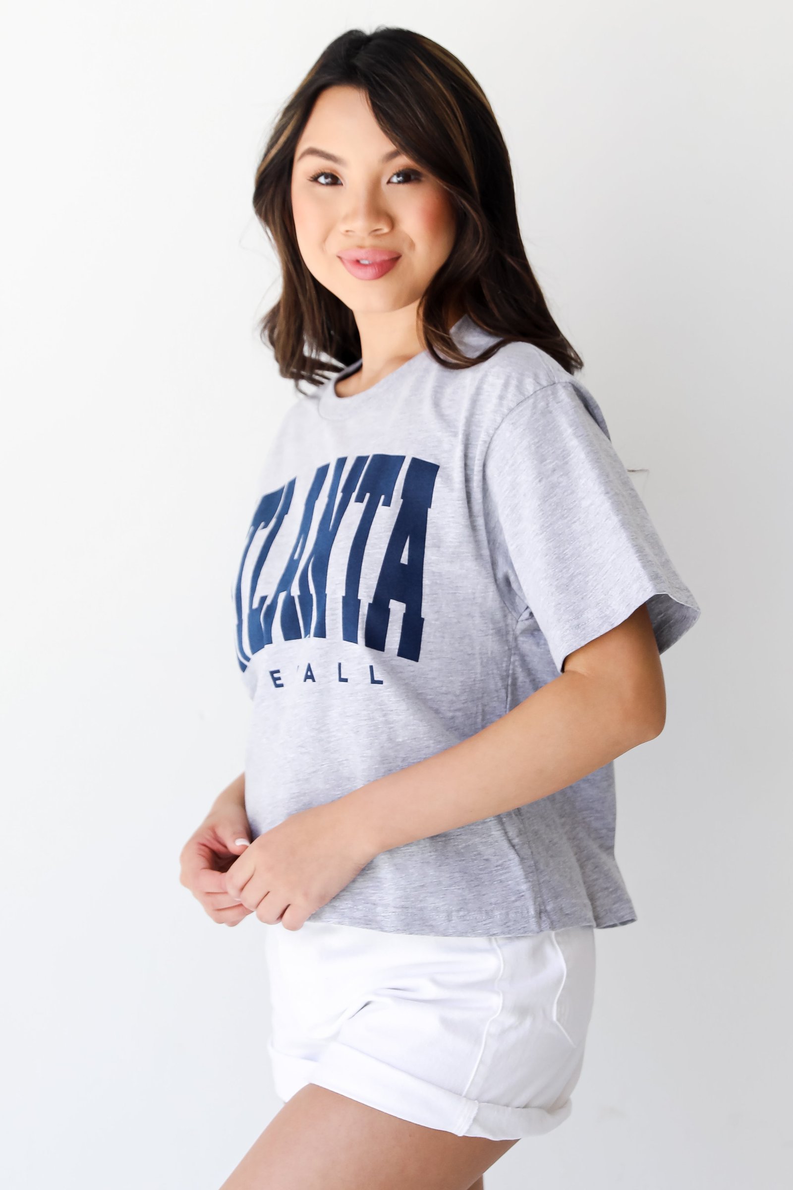 Heather Grey Atlanta Baseball Cropped Tee