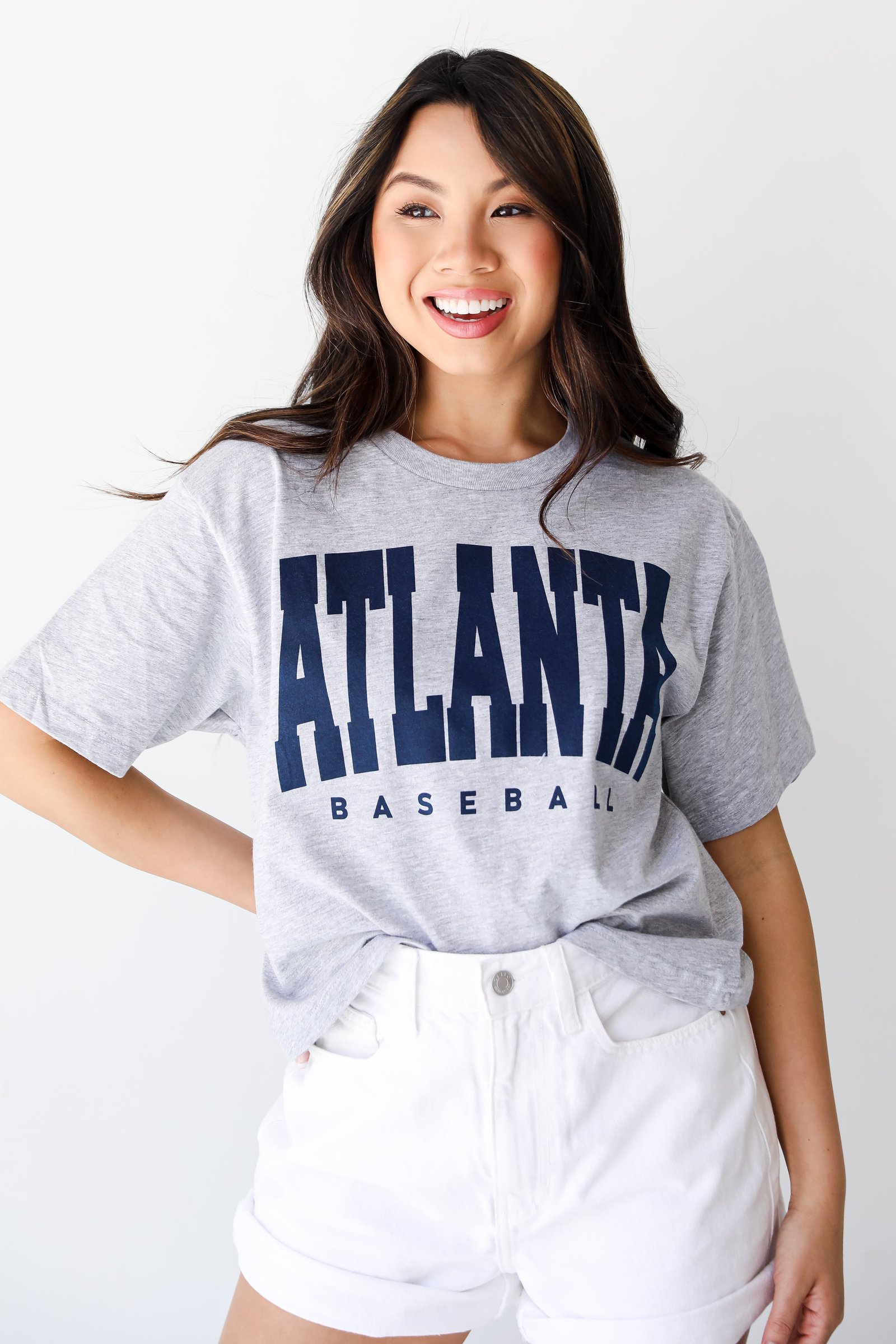 Heather Grey Atlanta Baseball Cropped Tee