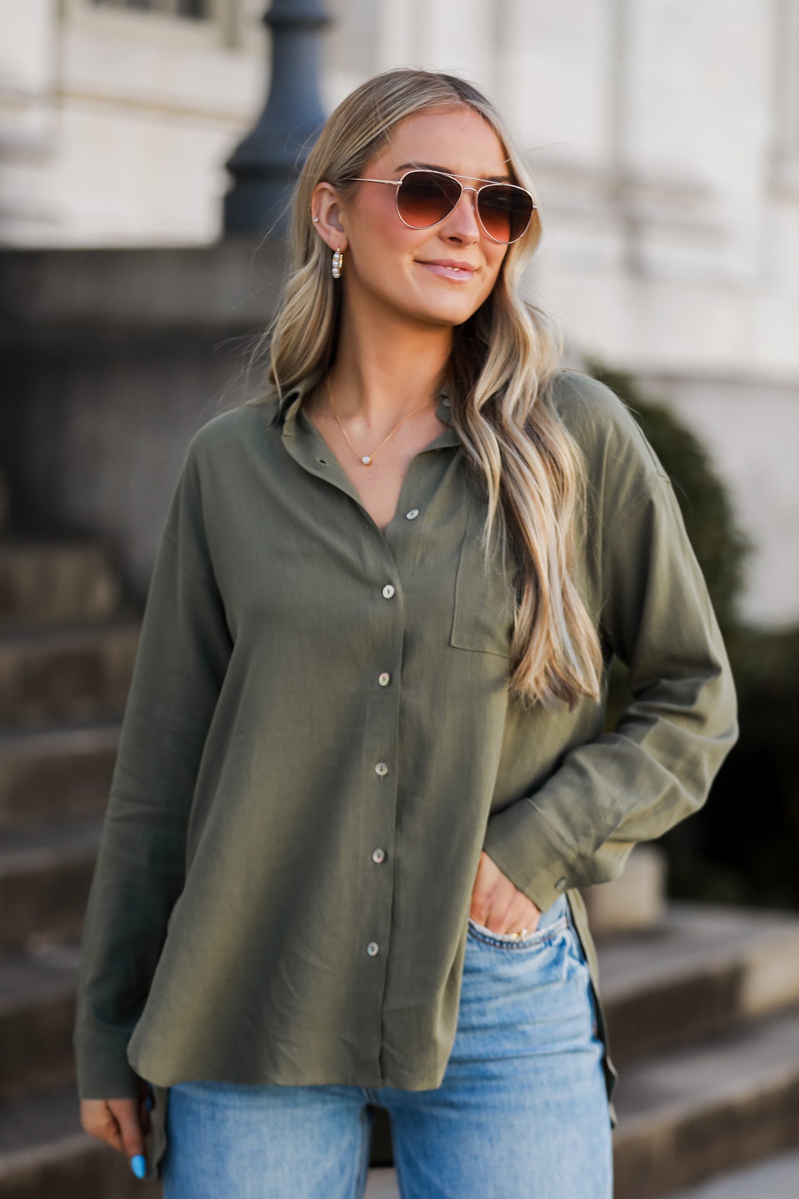 Emerson Linen Button-Up Blouse