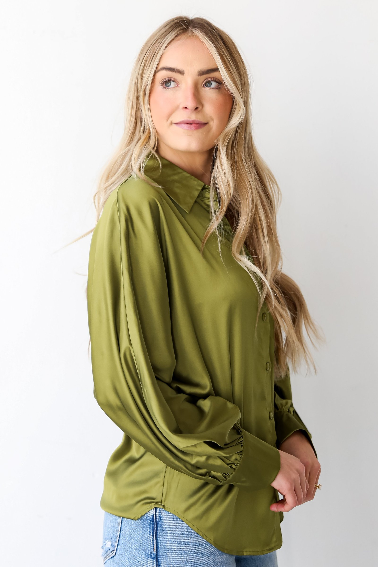 Lovely Delight Satin Button-Up Blouse - DU DEAL